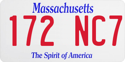 MA license plate 172NC7