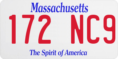 MA license plate 172NC9