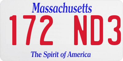 MA license plate 172ND3