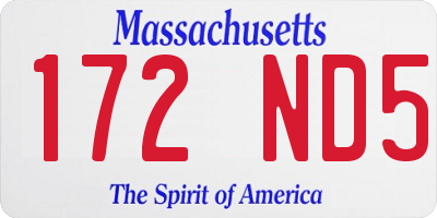 MA license plate 172ND5