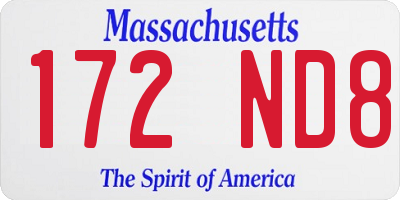 MA license plate 172ND8