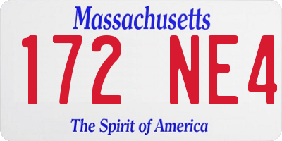 MA license plate 172NE4