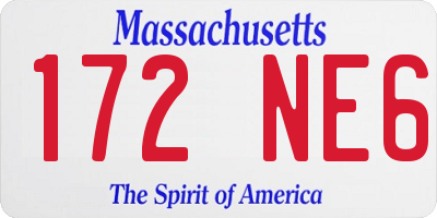MA license plate 172NE6
