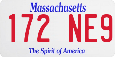 MA license plate 172NE9