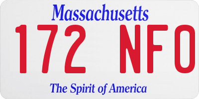 MA license plate 172NF0