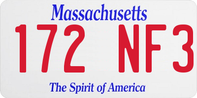 MA license plate 172NF3