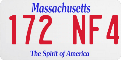 MA license plate 172NF4