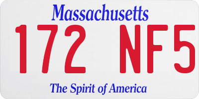 MA license plate 172NF5