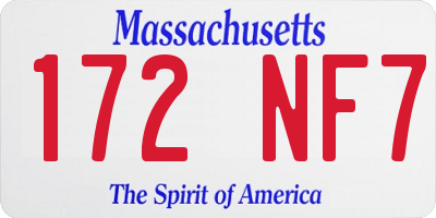 MA license plate 172NF7
