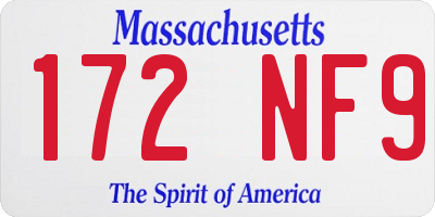 MA license plate 172NF9