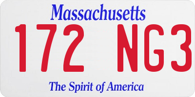 MA license plate 172NG3