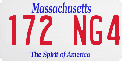 MA license plate 172NG4