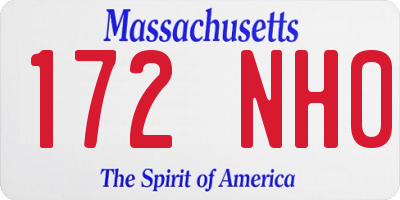 MA license plate 172NH0