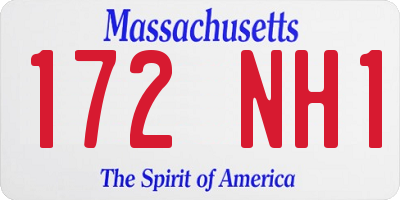 MA license plate 172NH1