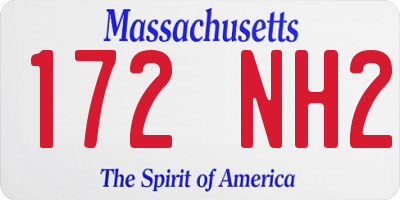 MA license plate 172NH2