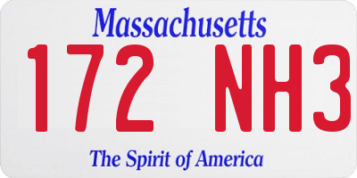 MA license plate 172NH3