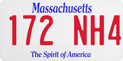 MA license plate 172NH4