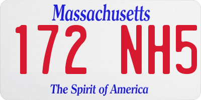 MA license plate 172NH5