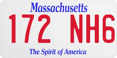 MA license plate 172NH6