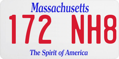 MA license plate 172NH8