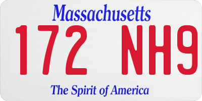 MA license plate 172NH9