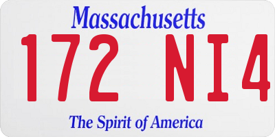 MA license plate 172NI4