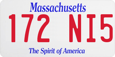 MA license plate 172NI5