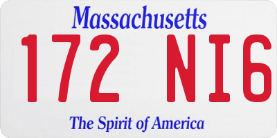 MA license plate 172NI6