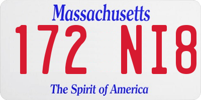 MA license plate 172NI8