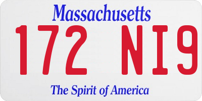 MA license plate 172NI9