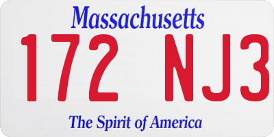 MA license plate 172NJ3