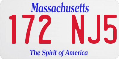 MA license plate 172NJ5