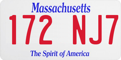 MA license plate 172NJ7