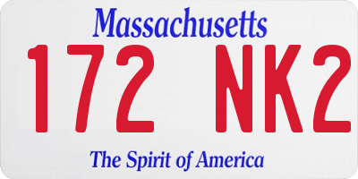 MA license plate 172NK2