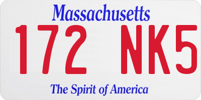 MA license plate 172NK5
