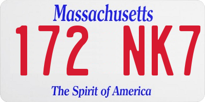 MA license plate 172NK7