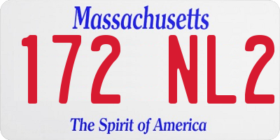 MA license plate 172NL2