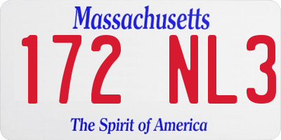 MA license plate 172NL3