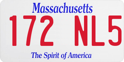 MA license plate 172NL5