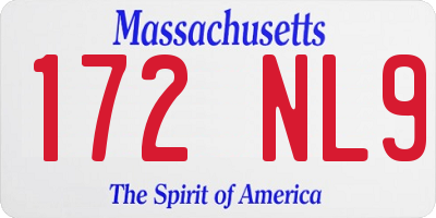 MA license plate 172NL9