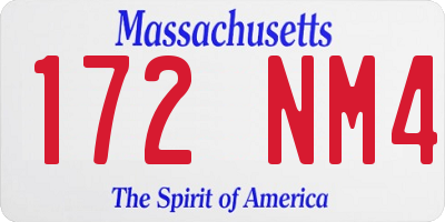 MA license plate 172NM4