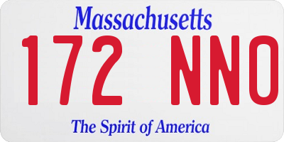 MA license plate 172NN0