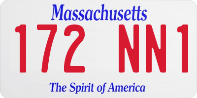 MA license plate 172NN1