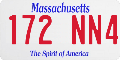 MA license plate 172NN4