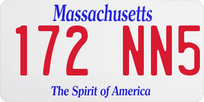 MA license plate 172NN5