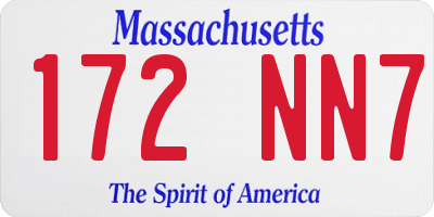 MA license plate 172NN7
