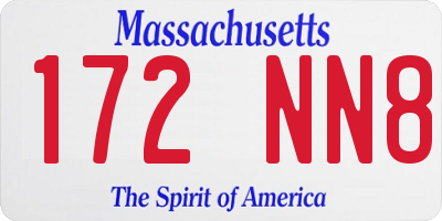 MA license plate 172NN8