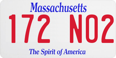 MA license plate 172NO2