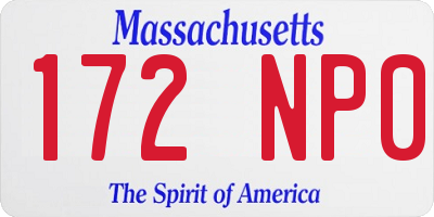 MA license plate 172NP0