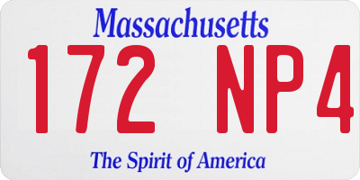 MA license plate 172NP4